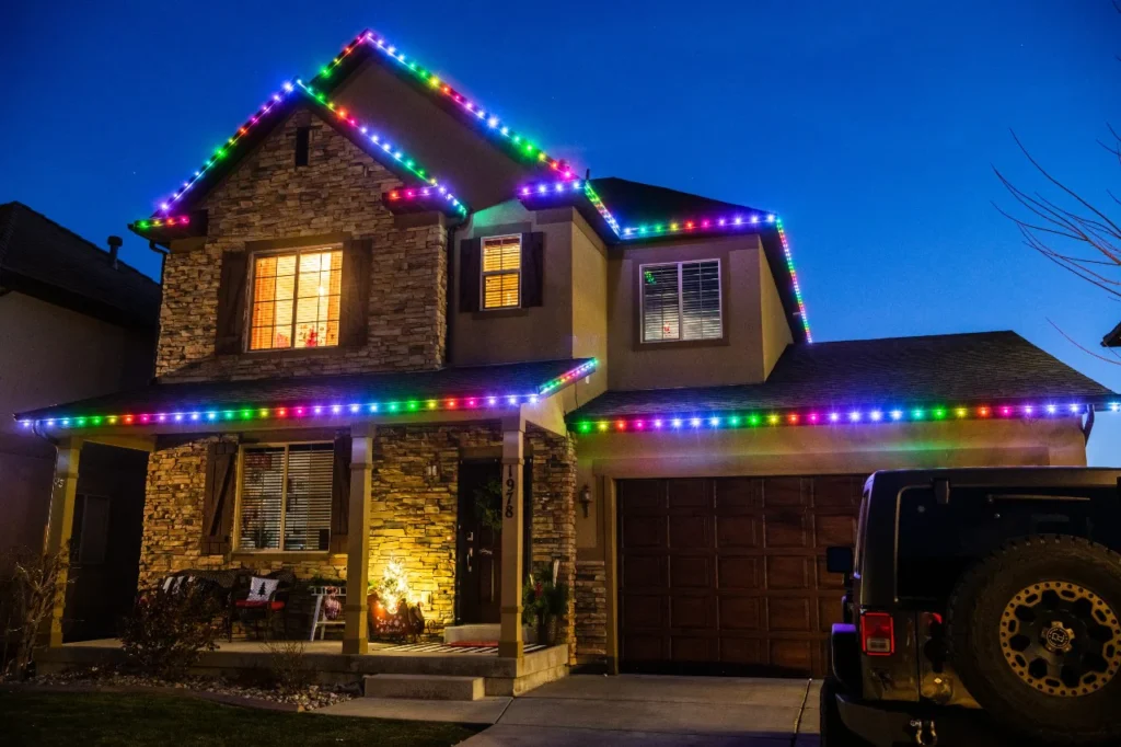 Home professionally lit for Diwali by Homefront Power Wash