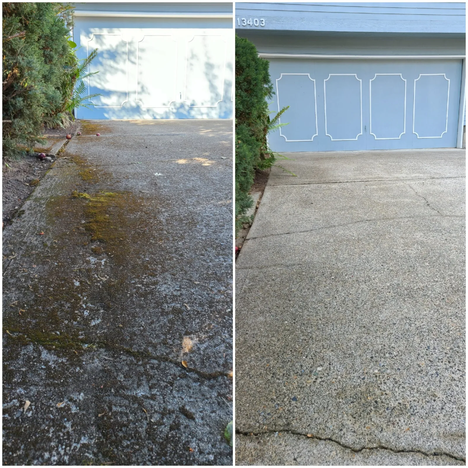 Hardscape surface being professionally cleaned