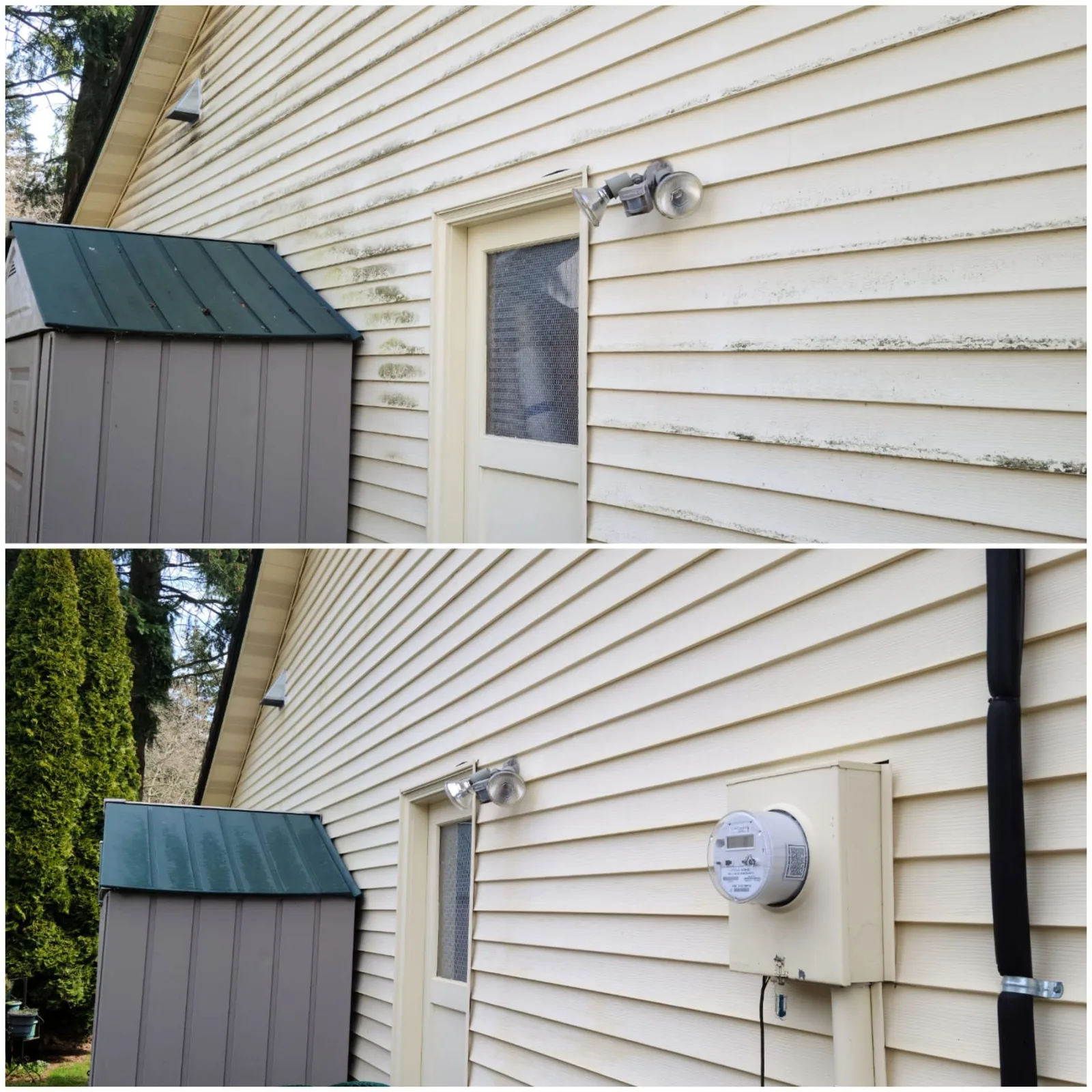 House siding before and after professional washing