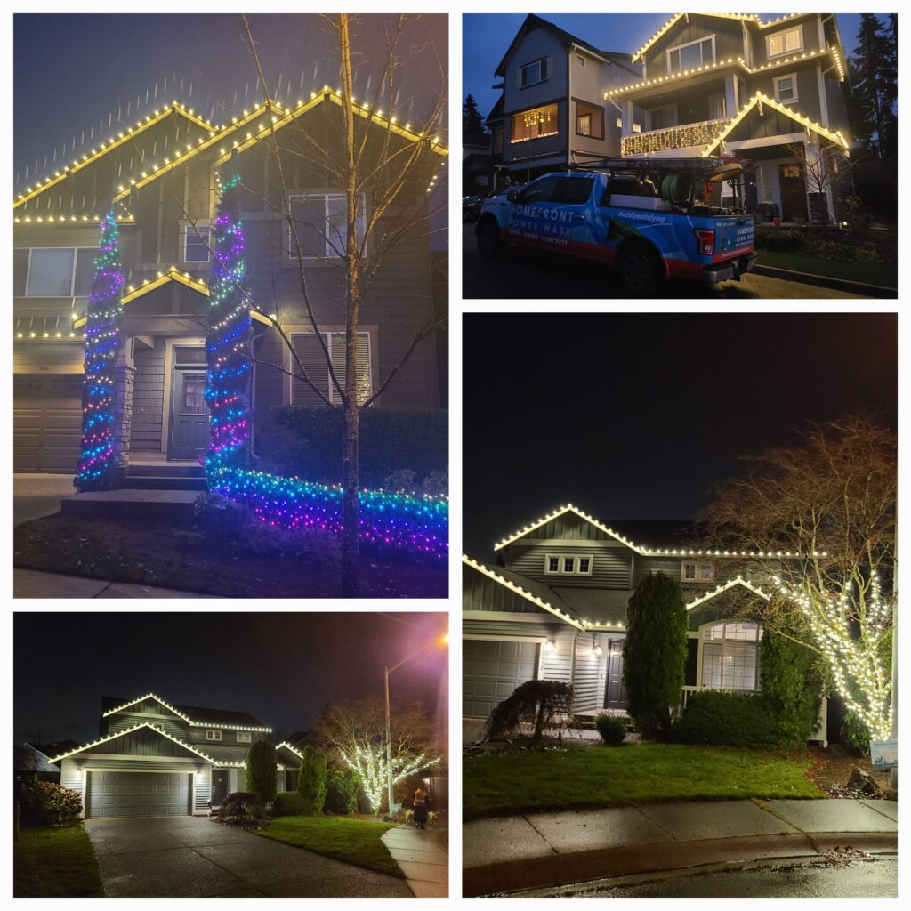 Some homes serviced by Homefront Power Wash for Holiday Light Installation