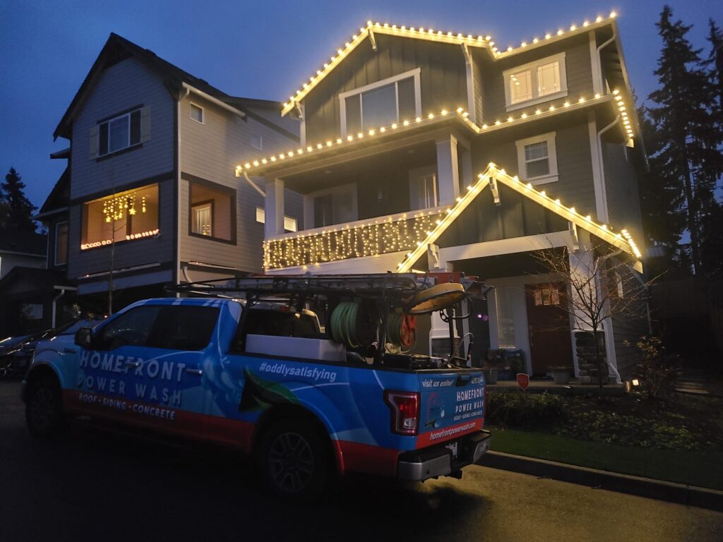 Homefront Power Wash installing Holiday Lights in Bellevue, WA