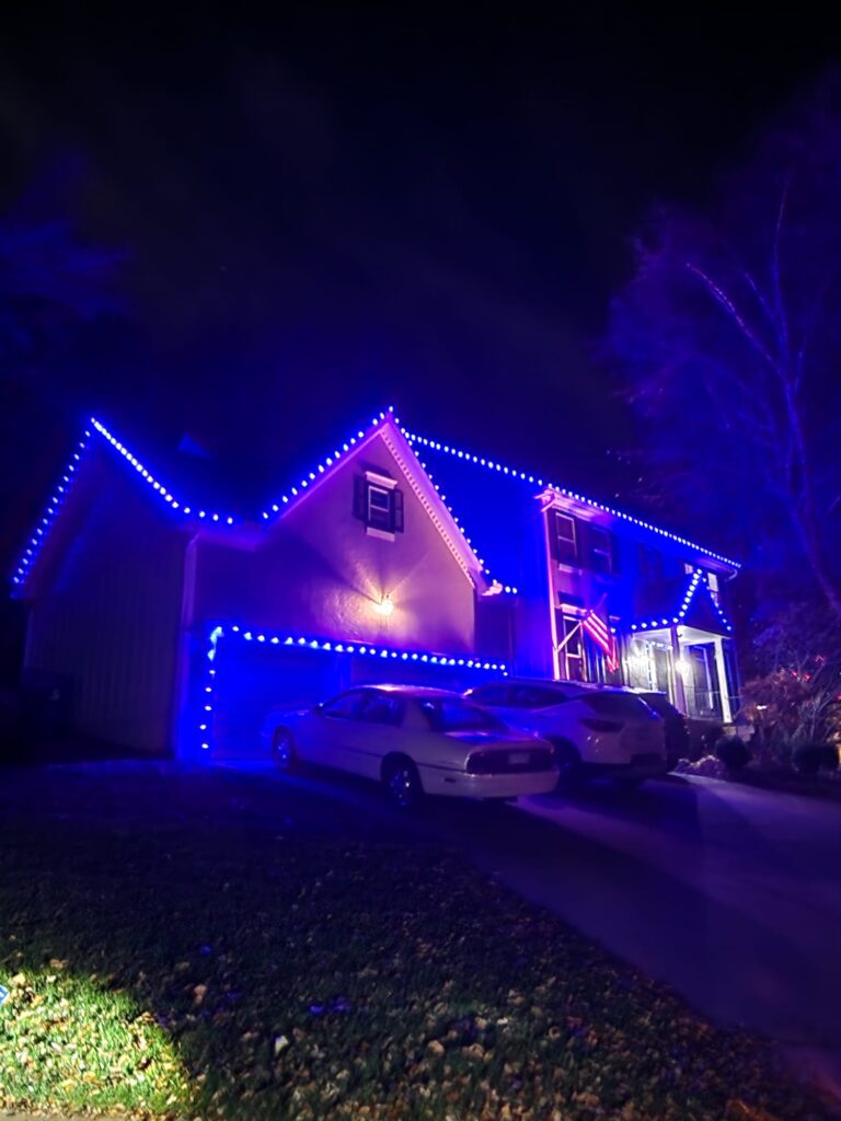Custom holiday light display designed and installed by Homefront Holiday Lights in the Seattle/Eastside area